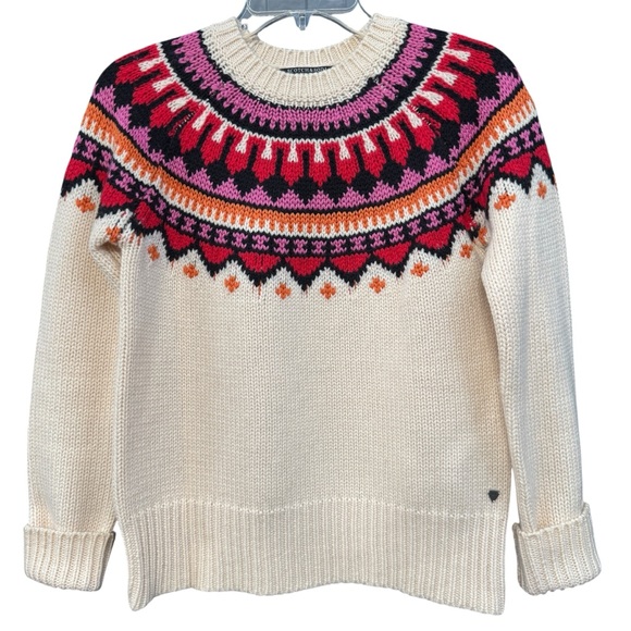 Scotch & Soda Maison Scotch Wool Fair Isle Sweater Cream Multicolor Small - Picture 1 of 6